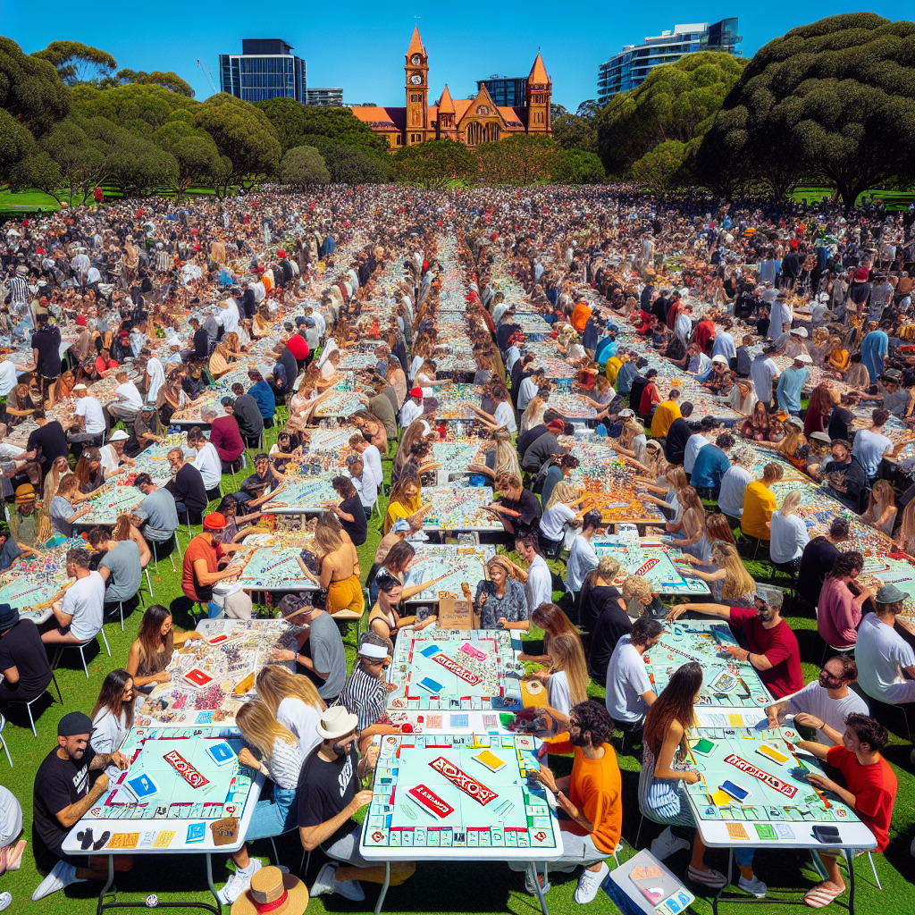RECORD-BREAKING CROWD GATHERS IN AUSTRALIA FOR MASSIVE MONOPOLY SESSION

In a bid to shatter the Guinness World Record for the largest gathering of people playing Monopoly, 918 enthusiastic players converged on a single location in Australia yesterday, marking a significant milestone in the world of board games