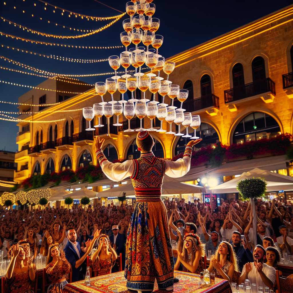 Dancer in Cyprus Stuns Crowd by Balancing 468 Wine Glasses on Head While Dancing

Nicosia, Cyprus – In a dazzling display of skill and balance, a talented dancer from Cyprus may have broken a Guinness World Record by balancing 468 wine glasses on his head while dancing