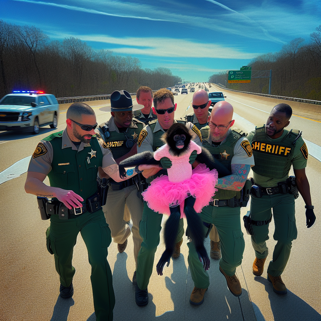 UNLIKELY RESCUE: Spider Monkey in Pink Tutu Saved by Missouri Deputies

A bizarre incident unfolded on a busy Missouri highway yesterday evening, as sheriff’s deputies came to the rescue of a most unexpected creature: a spider monkey clad in a pink tutu