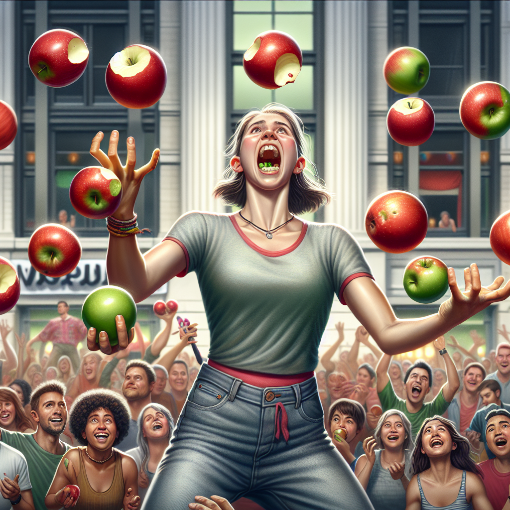 RECORD-BREAKING FEAT: APPLE JUGGLER SHATTERS PREVIOUS MARK WITH 198 BITES IN ONE MINUTE

In a jaw-dropping display of dexterity and coordination, professional apple juggler, Emily Wilson, has set a new Guinness World Record by taking 198 bites in just one minute