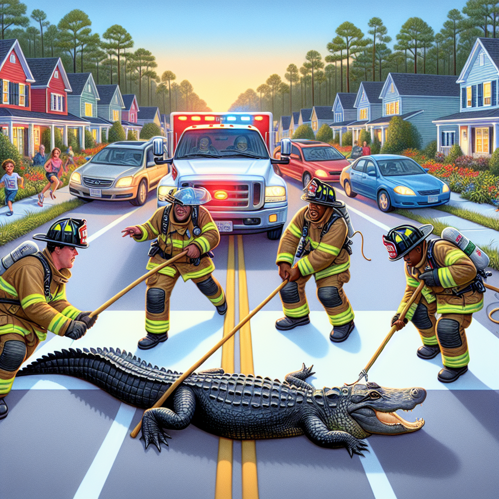 WILD ENCOUNTER: Firefighters Rescue Alligator Wandering in Traffic in South Carolina

A bizarre incident brought traffic to a standstill in South Carolina yesterday evening when a large alligator was spotted wandering through the streets of a suburban neighborhood