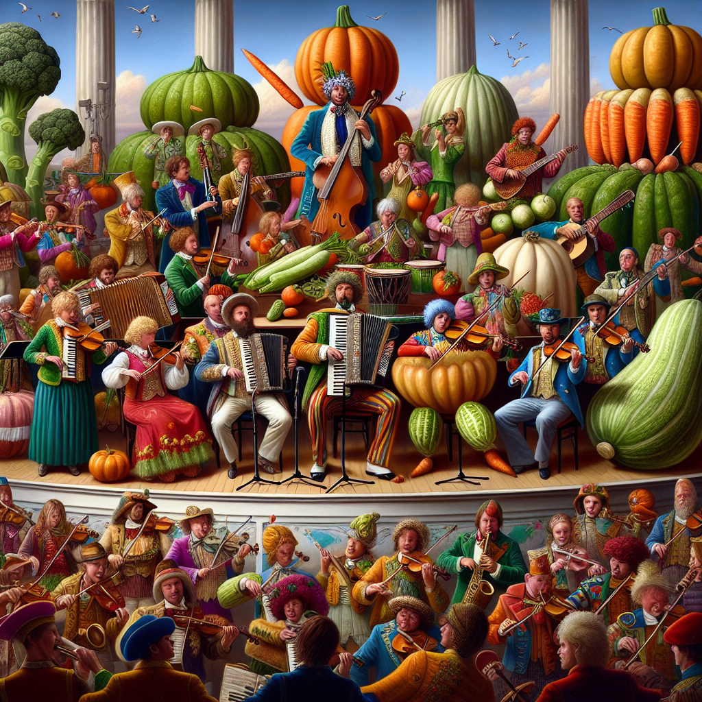 World’s First Vegetable Orchestra Hits the High Note: A Cabbage Celebration of Mediocrity

In a groundbreaking event that has sent shockwaves throughout the classical music community (or not), the world’s first orchestra made entirely from vegetable instruments has proudly announced that it has been awarded a Guinness World Record for playing a record-breaking 344 concerts over the past 27 years