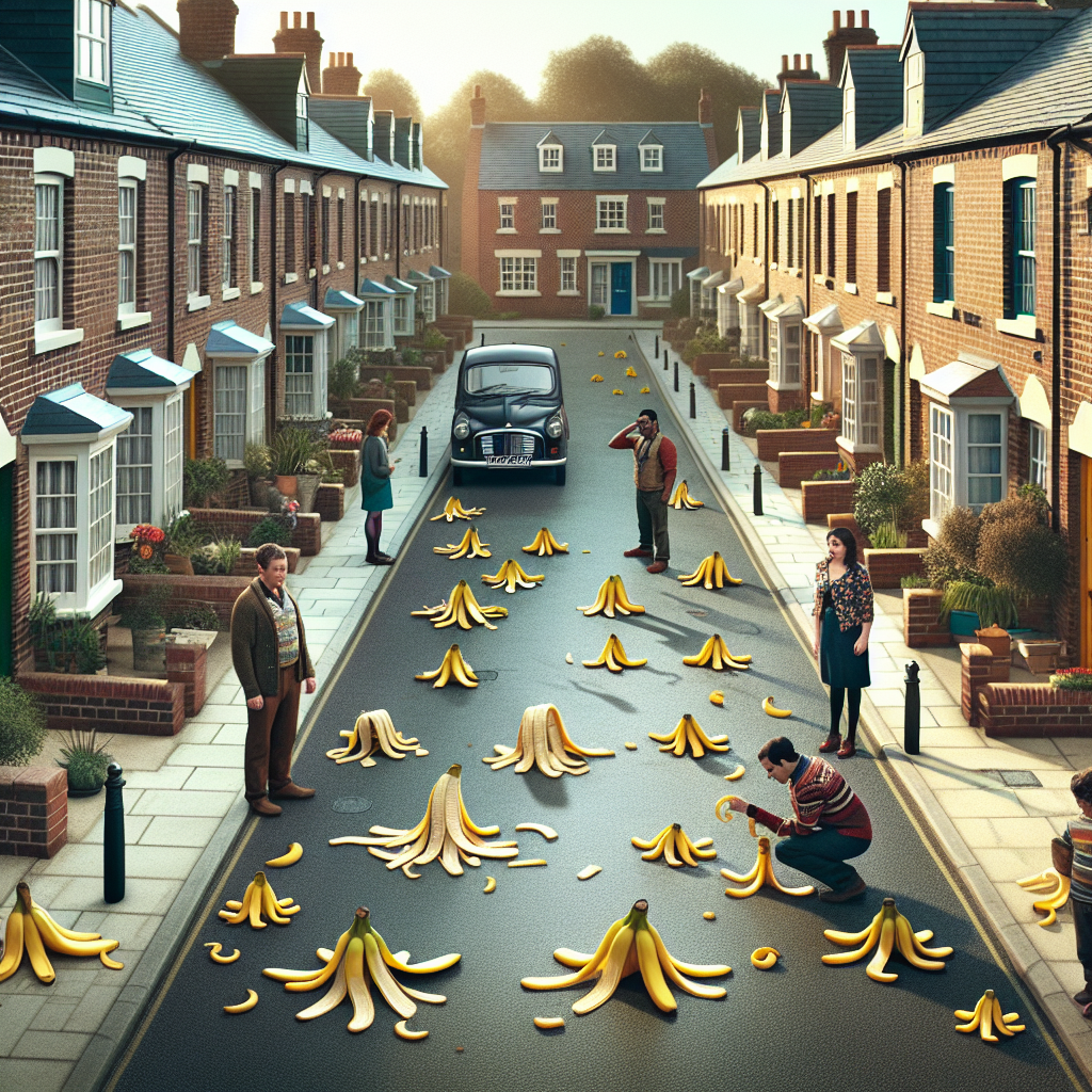 “Mystery of the Peeled Bananas: Baffling Phenomenon Hits English Street”

Residents of a quiet English street are scratching their heads as a bizarre phenomenon has taken hold, leaving them bewildered and frustrated