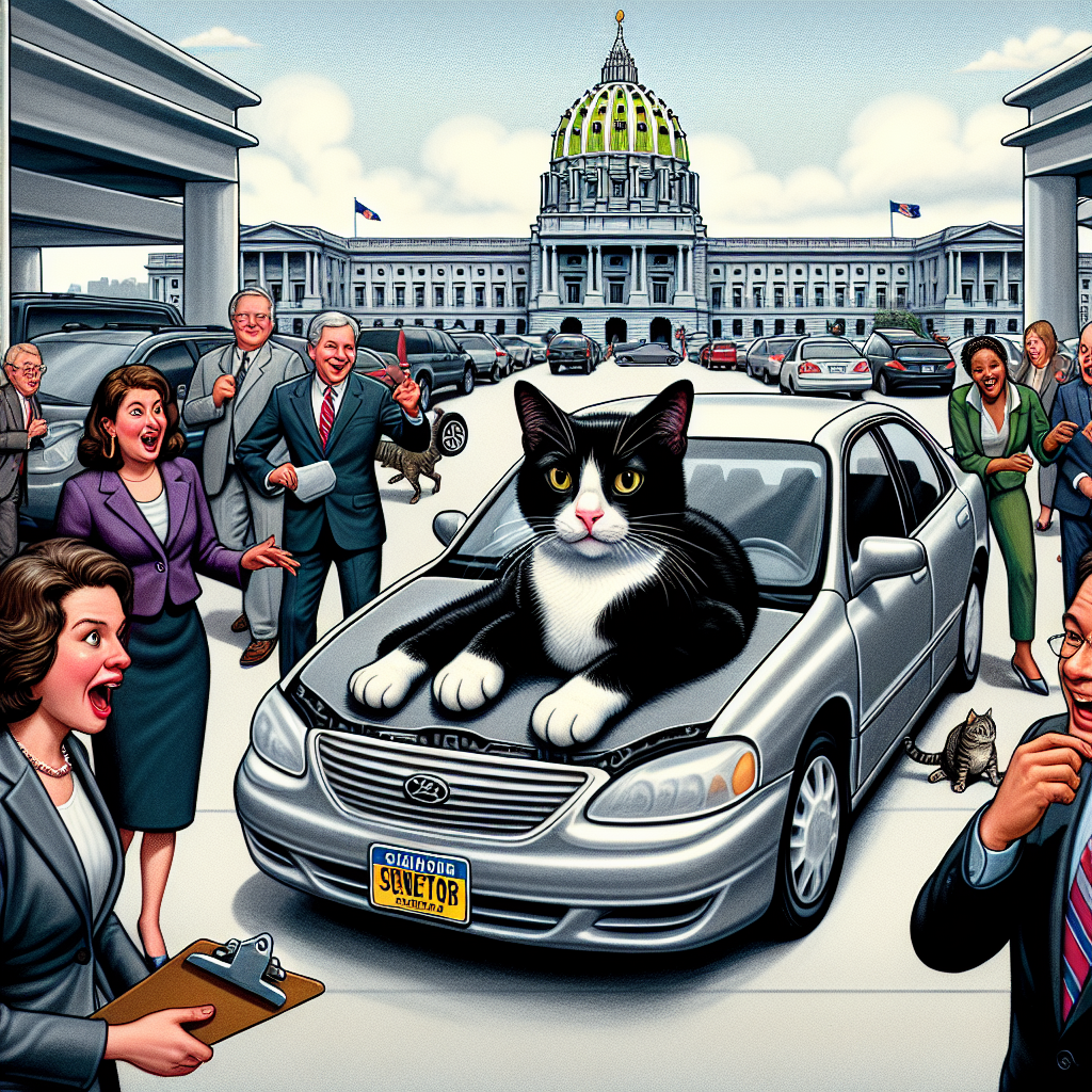 Whiskers in the Engine: Feline Stowaway Causes Commotion in Pennsylvania Politics

HARRISBURG, PA – In a bizarre incident that has captured the hearts of animal lovers and politicians alike, a curious cat was rescued from the unlikely confines of a state senator’s vehicle in Pennsylvania