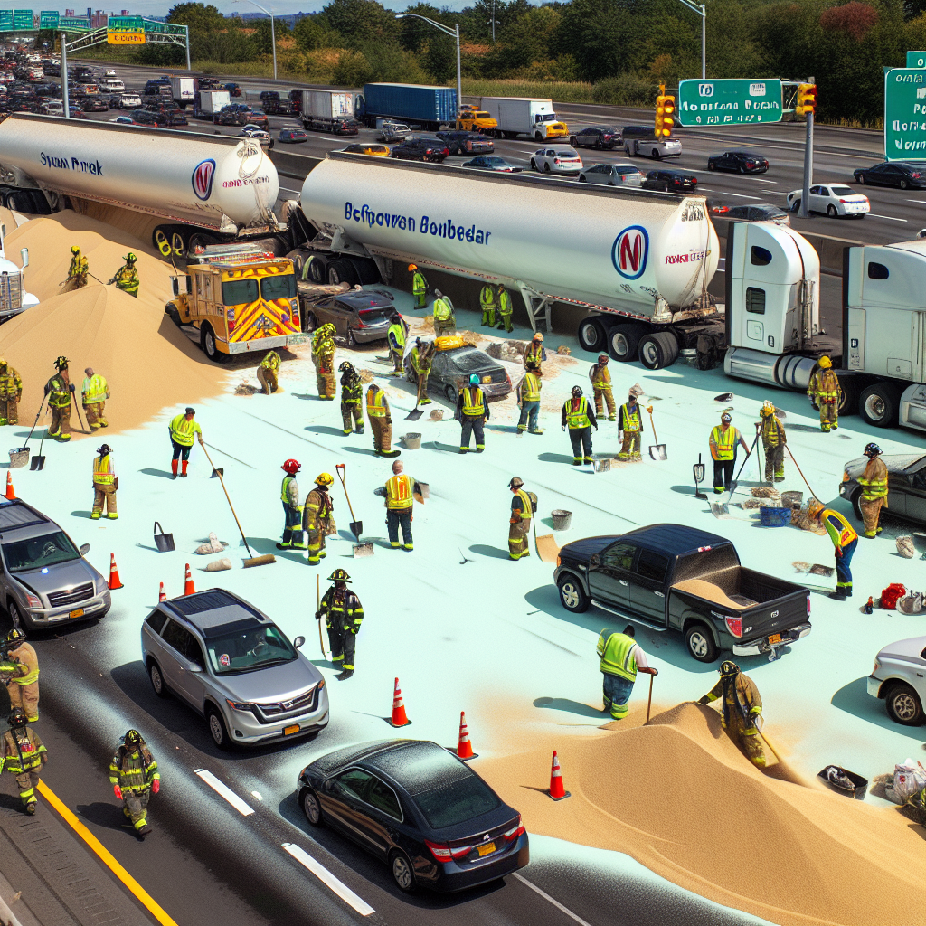 BREAKING: Major Highway in New York Closed Due to Soybean Powder Spill

A significant portion of a major highway in New York was shut down early yesterday morning after a tractor-trailer accident resulted in a massive spill of soybean powder, causing hazardous driving conditions
