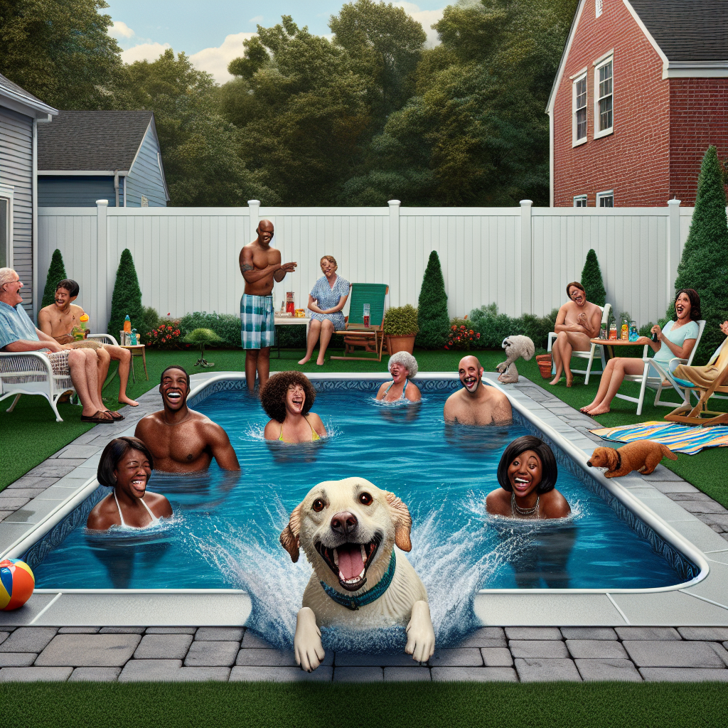 BREAKING: Canine Crisis Averted in Suburban Jersey

In a daring display of aquatic audacity, a rogue pup wandered into a quiet neighborhood in Mercer County, New Jersey, and made a beeline for a sparkling backyard pool