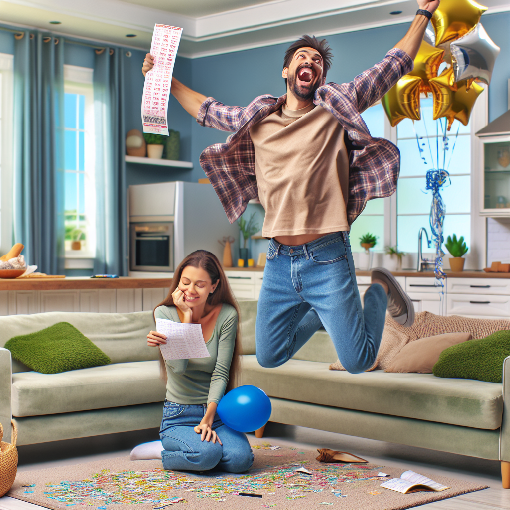 BREAKING: LOCAL MAN’S LIFE CHANGED FOREVER AFTER WIFE PICKS LOTTERY NUMBERS WITH HER EYES CLOSED AND A PINCH OF LUCK

In a bizarre incident that has left the small town of Peculiarville, USA, reeling, 32-year-old John Smith has won a whopping $50,000 in the state lottery – and he owes it all to his wife’s unorthodox number-picking technique