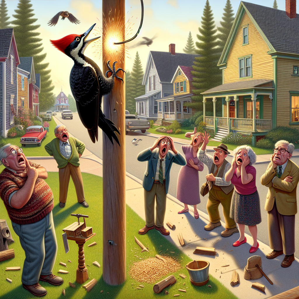 BREAKING: WOODPECKER WREAKS HAVOC ON MASSACHUSETTS TOWN, RESIDENTS AT WIT’S END

In a bizarre series of events, the quiet town of Oakdale, Massachusetts, has been besieged by a feisty pileated woodpecker that has apparently declared war on the local population