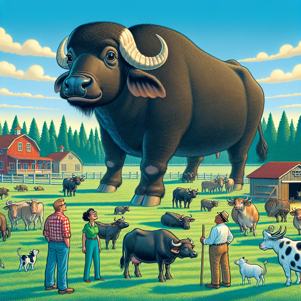 BREAKING: Local Farm Discovers Water Buffalo of Monumental Proportions!

In a shocking turn of events, a farm in rural Wisconsin has announced the discovery of a gargantuan water buffalo that stands at an astonishing 6 feet 5 inches tall! Yes, you read that right – this behemoth of a bovid is literally towering over its peers, leaving scientists and onlookers alike in awe