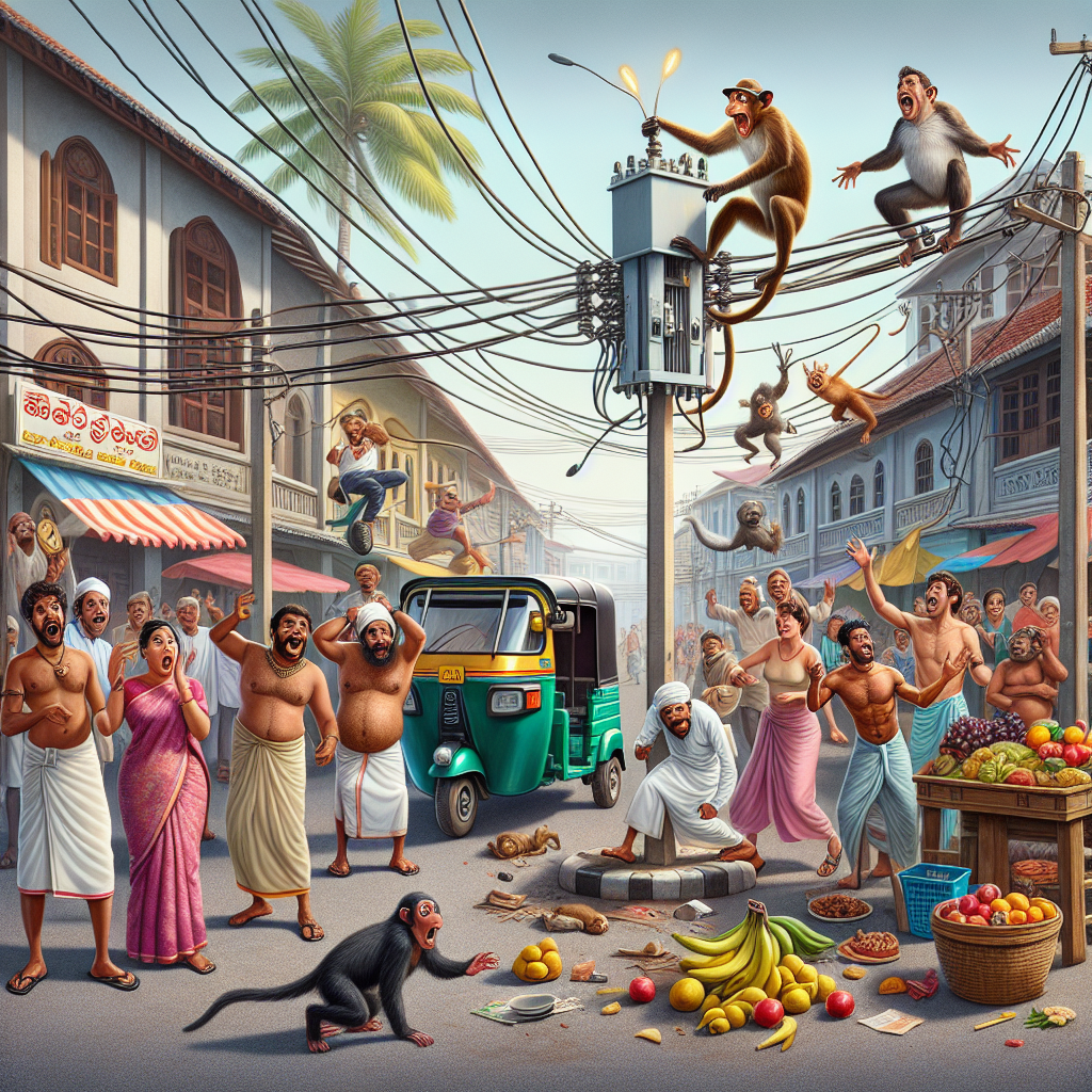 BREAKING: MONKEY CAUSES MASSIVE POWER OUTAGE IN SRI LANKA, CHAOS ENSUES

Colombo, Sri Lanka – In a bizarre incident that has left the entire nation scratching its head, officials announced today that a mischievous monkey was responsible for a massive power outage that plunged the entire country into darkness