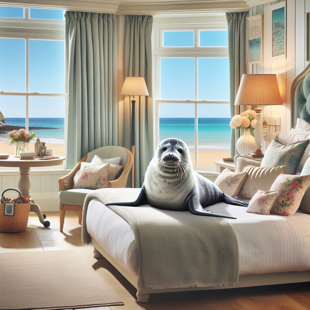 BREAKING: SEAL INVASION ROCKS COASTAL RESORT

In a bizarre incident that has left beachgoers shell-shocked, a gray seal somehow managed to sneak into a luxury seaside hotel room and made itself right at home – literally on top of a guest’s bed