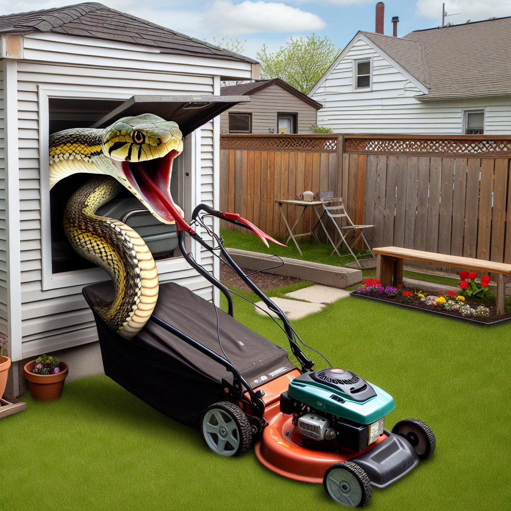BREAKING: DEADLY SNAKE FOUND HIDING INSIDE LAWN MOWER, EXPERTS BAFFLED BY ITS OBVIOUS DESIRE FOR LAWN CARE

In a bizarre incident that has left residents of suburban Anytown, USA reeling, a massive, deadly snake was discovered hiding inside a lawn mower in a quiet cul-de-sac