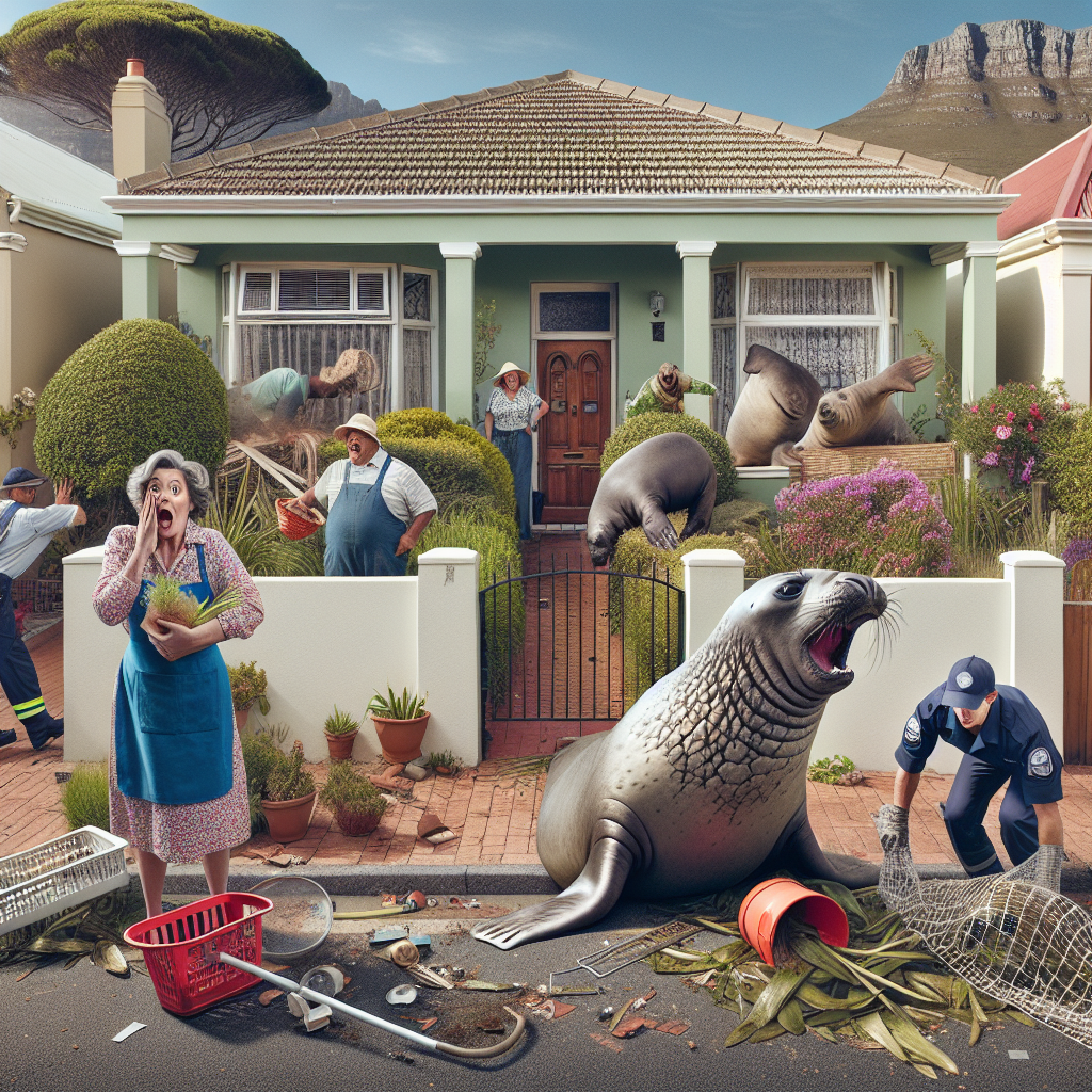 BREAKING: Rogue Elephant Seal Wreaks Havoc in Suburban Oasis, Daring Rescue Mission Ensues

In a jaw-dropping display of pachydermal wanderlust, a brazen elephant seal named “Sealy McSealface” was spotted strolling down the sidewalk in a quiet suburban neighborhood of Cape Town, South Africa, leaving a trail of bewildered residents and destroyed gardens in its wake