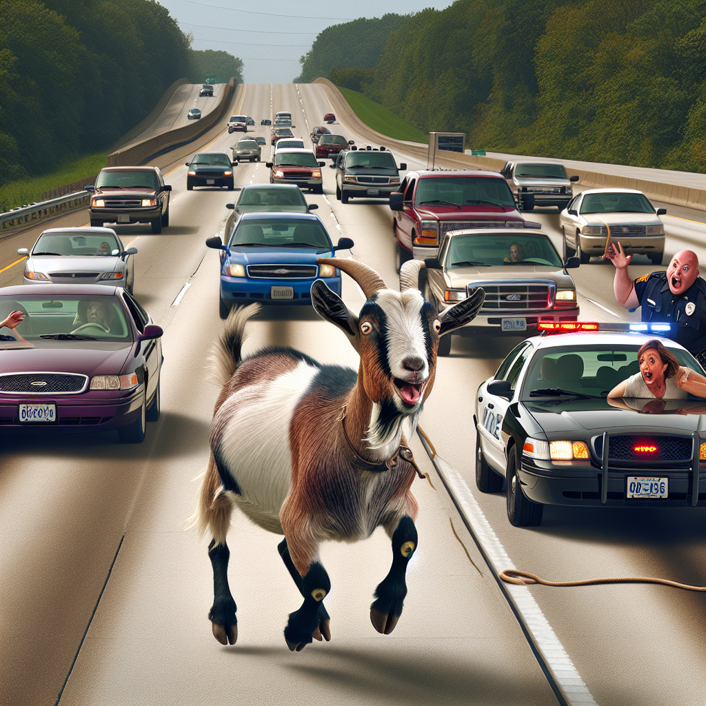 BREAKING: GOAT ON THE LOOSE CAUSES CHAOS ON OHIO HIGHWAY

In a bizarre incident that has left residents of Columbus, Ohio, scratching their heads, a feisty goat somehow managed to evade capture and send police on a wild goose chase down a busy highway yesterday evening