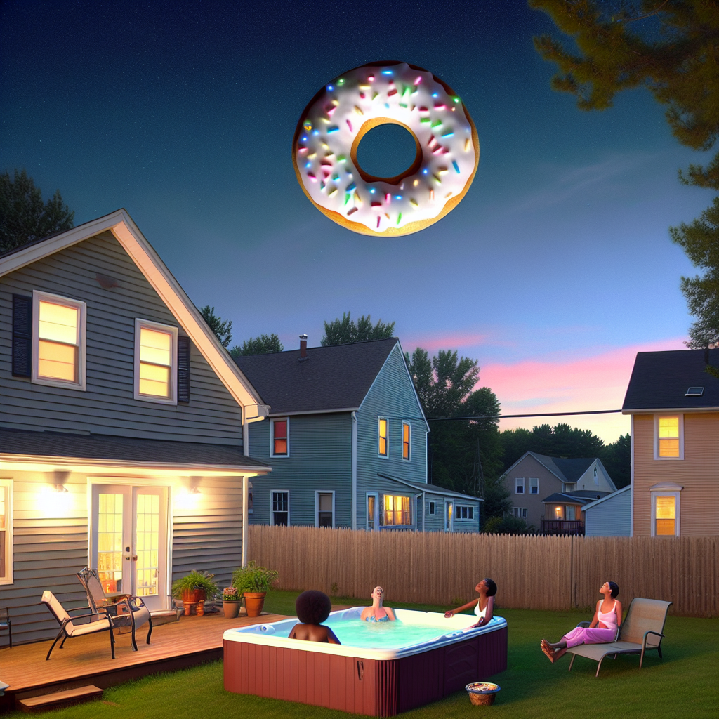 BREAKING: Mysterious Object Spotted in the Skies Above Suburban Massachusetts

In a bizarre incident that has left residents of a quiet Massachusetts neighborhood scratching their heads, a local woman claims to have captured video of a mysterious object hovering in the sky while relaxing in her outdoor hot tub