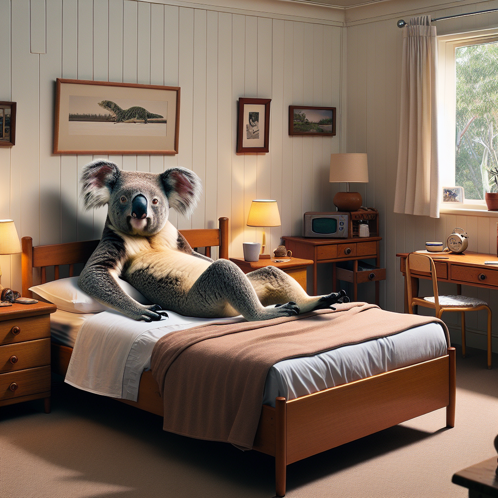 BREAKING: KOALA CAUSES CHAOS IN SUBURBAN BEDROOM

In a bizarre incident that has left residents of a quiet Australian neighborhood stunned, a brazen koala was found lounging in a couple’s bedroom in the wee hours of the morning
