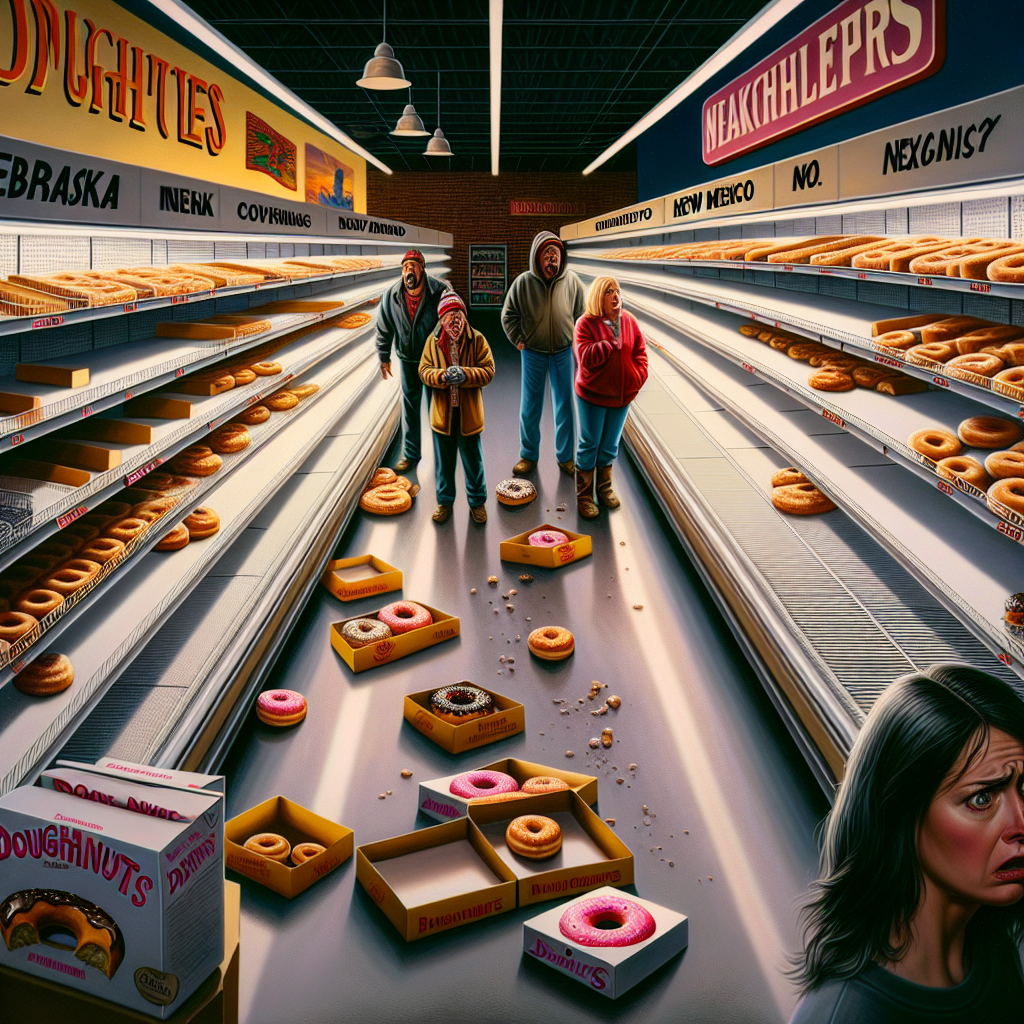 Crisis in Culinary Delights: Nebraska and New Mexico Grapple with Doughnut Drought

In news that’s sure to be discussed at family gatherings for generations, residents of Nebraska and New Mexico are facing an unprecedented crisis: a complete lack of doughnuts on grocery store shelves
