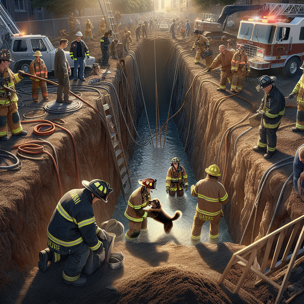 BREAKING: DARING RESCUE OPERATION SAVES FURRY FRIEND FROM JAWS OF DEATH

In a heart-stopping, action-packed drama that will leave you on the edge of your seat, a team of brave firefighters, animal control officers, and construction workers joined forces to rescue a dog named Max, who was trapped in a trench so deep, it was almost as deep as a Colorado Rockies’ player’s ego after a home run