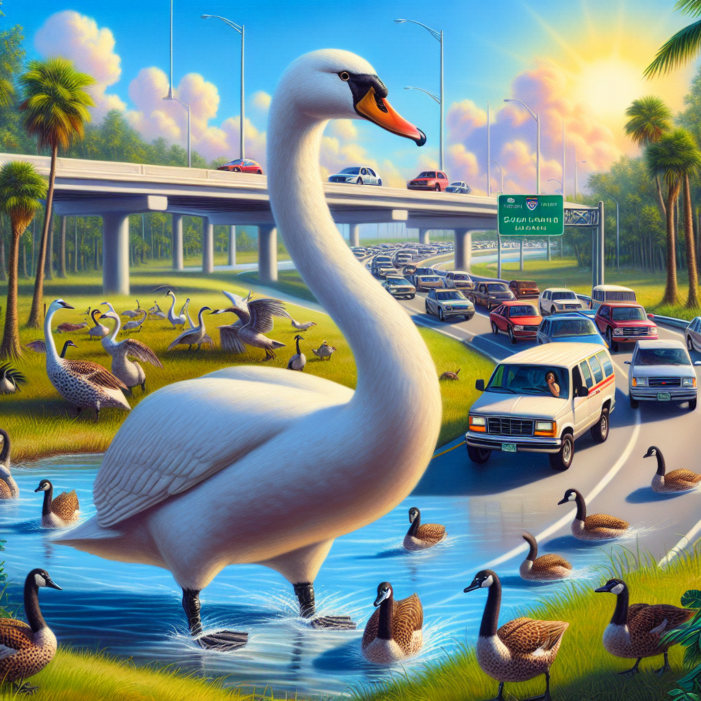 Swan Takes the Wheel: Florida Highway Turned into Avian Adventure Park

In a surprising turn of events that has redefined the concept of a traffic jam, a majestic swan took its rightful place as the unexpected protagonist of a Sunday drive on a busy Florida highway