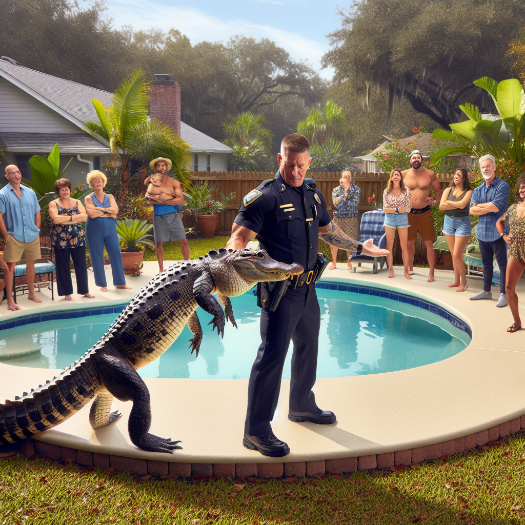 Florida Deputy Shows Off Impressive ‘Gator Wrestling’ Skills, Hosts Poolside Showdown with Local Reptile

In a stunning display of either bravery or mild insanity, a Florida deputy recent transformed an ordinary suburban pool party into a thrilling episode of “Gator Hunter: Pool Edition