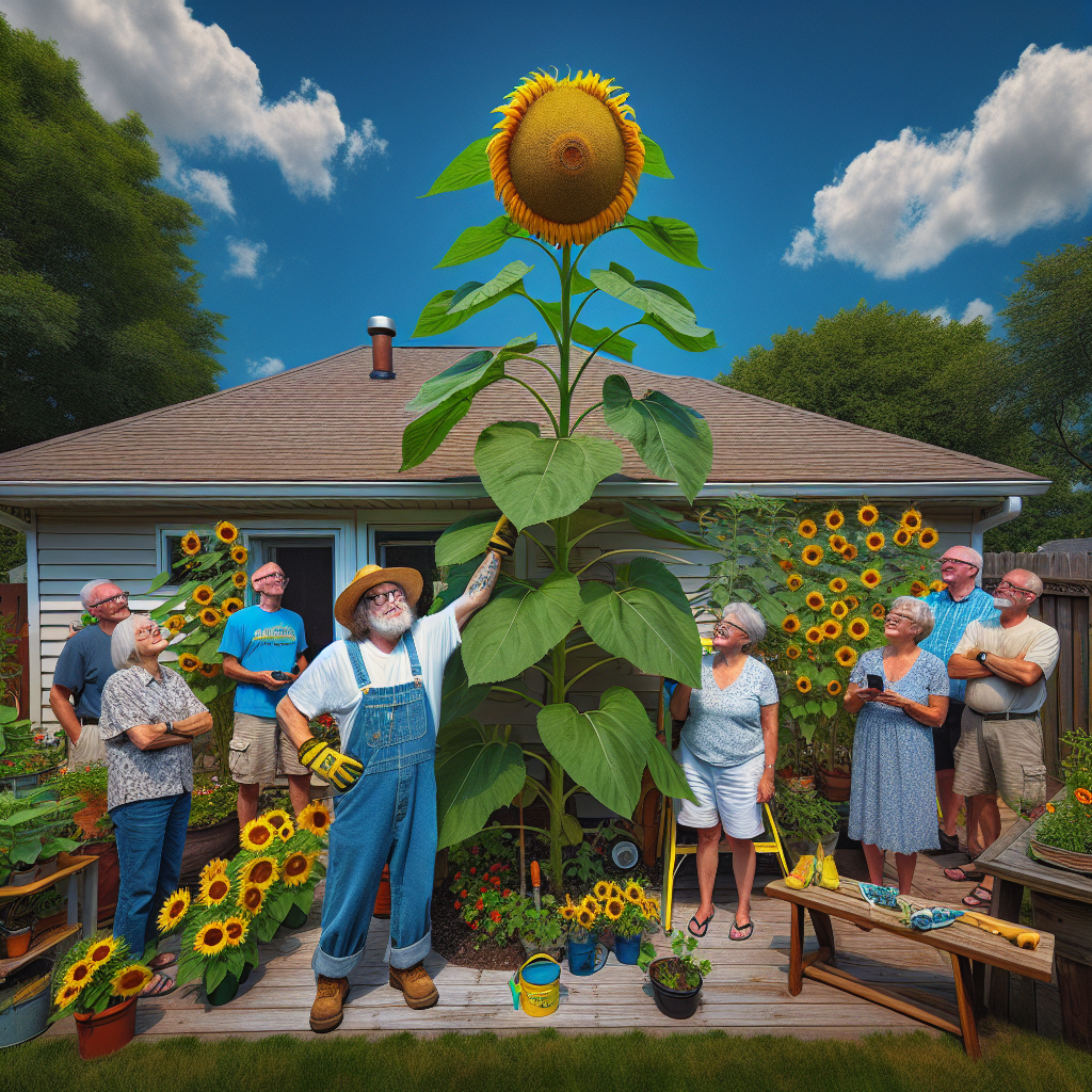 Local Gardener on Verge of Achieving Something Truly Monumental: The Tallest Sunflower in the World

Fort Wayne, Indiana – In what can only be described as an earth-shattering accomplishment in the world of backyard horticulture, local gardener Ray Thompson announced that his sunflower plant, affectionately dubbed “Sunshine,” is just a foot shy of breaking the prestigious Guinness World Record for height