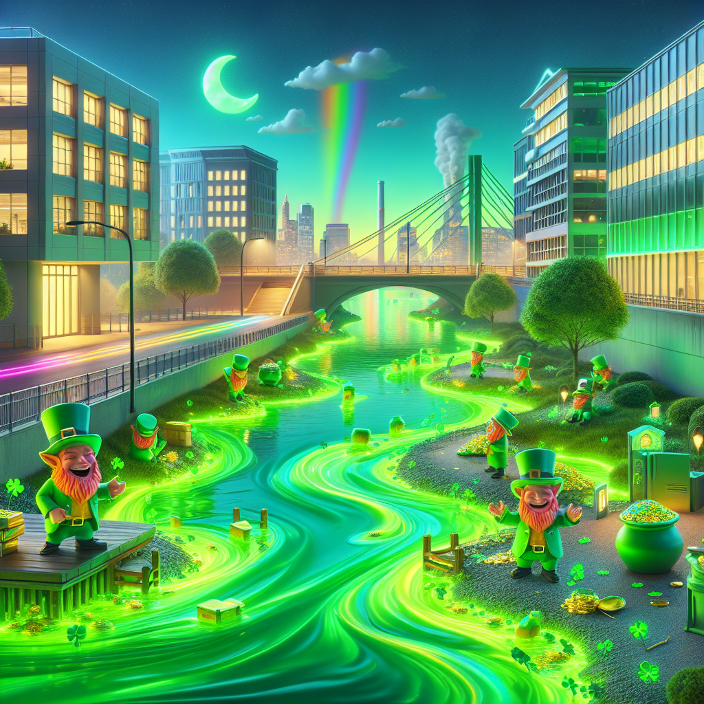 BREAKING: River Turns Toxic Shamrock Green, City Officials Blame Leprechauns for “Unintentional Environmental Prank”

In a bizarre and alarming turn of events, the city’s river has transformed into a glowing kelly green, signaling the start of the annual St