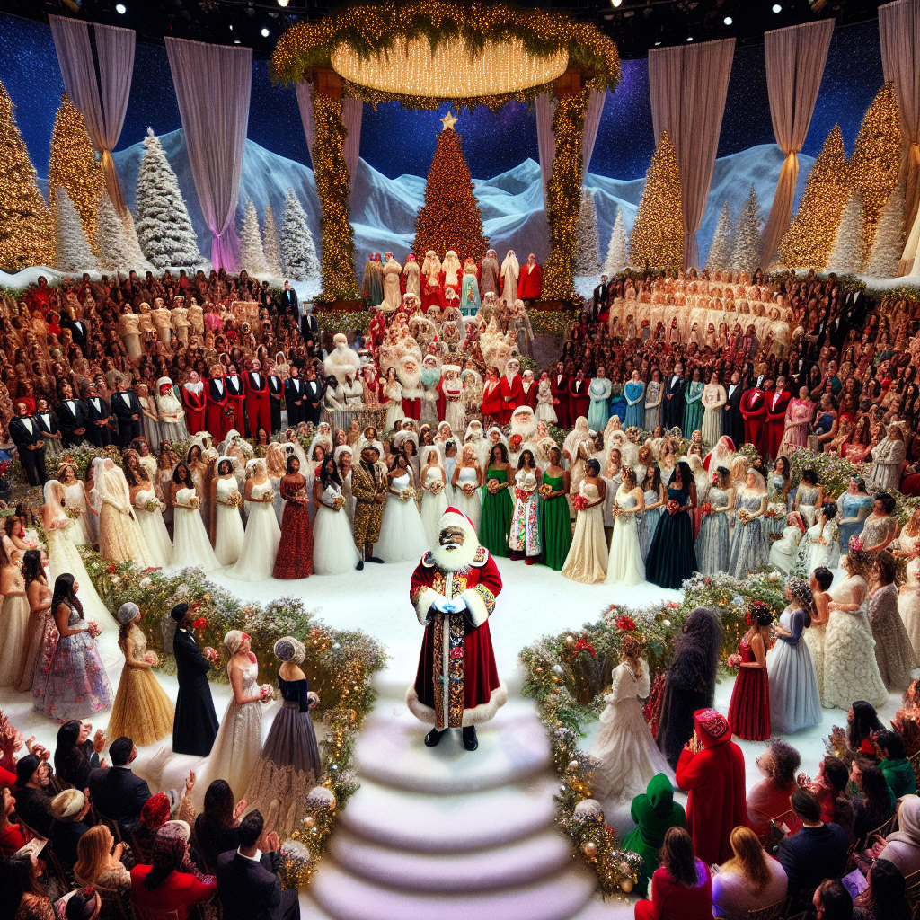 BREAKING: SANTA CLAUS OFFICIATES MASS WEDDING EXTRAVAGANZA ON CHRISTMAS EVE EVE!

In a shocking turn of events, jolly old Saint Nick traded in his sleigh for a wedding officiant’s hat yesterday, as he presided over a whopping 475 weddings in a single day!

The festivities took place at the North Pole’s largest event venue, where a sea of blushing brides and dashing grooms gathered to exchange their vows in a joyous celebration of love and holiday cheer