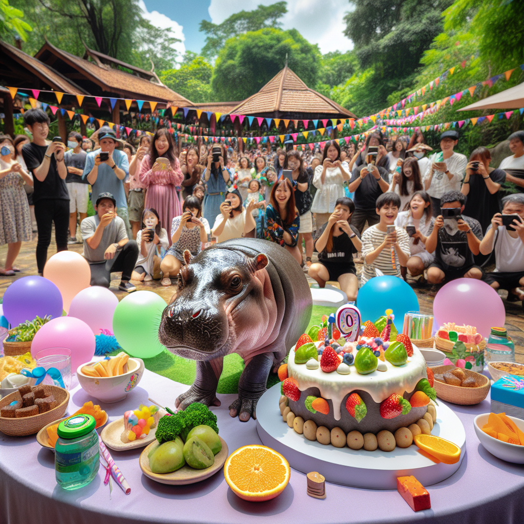 Social Media Enters a New Era: Moo Deng the Pygmy Hippo Dominates Birthday Celebrations

THAILAND – In an unprecedented turn of events, Moo Deng, the internet’s favorite pygmy hippo, celebrated her monumental first birthday at the Khao Kheow Open Zoo on Thursday