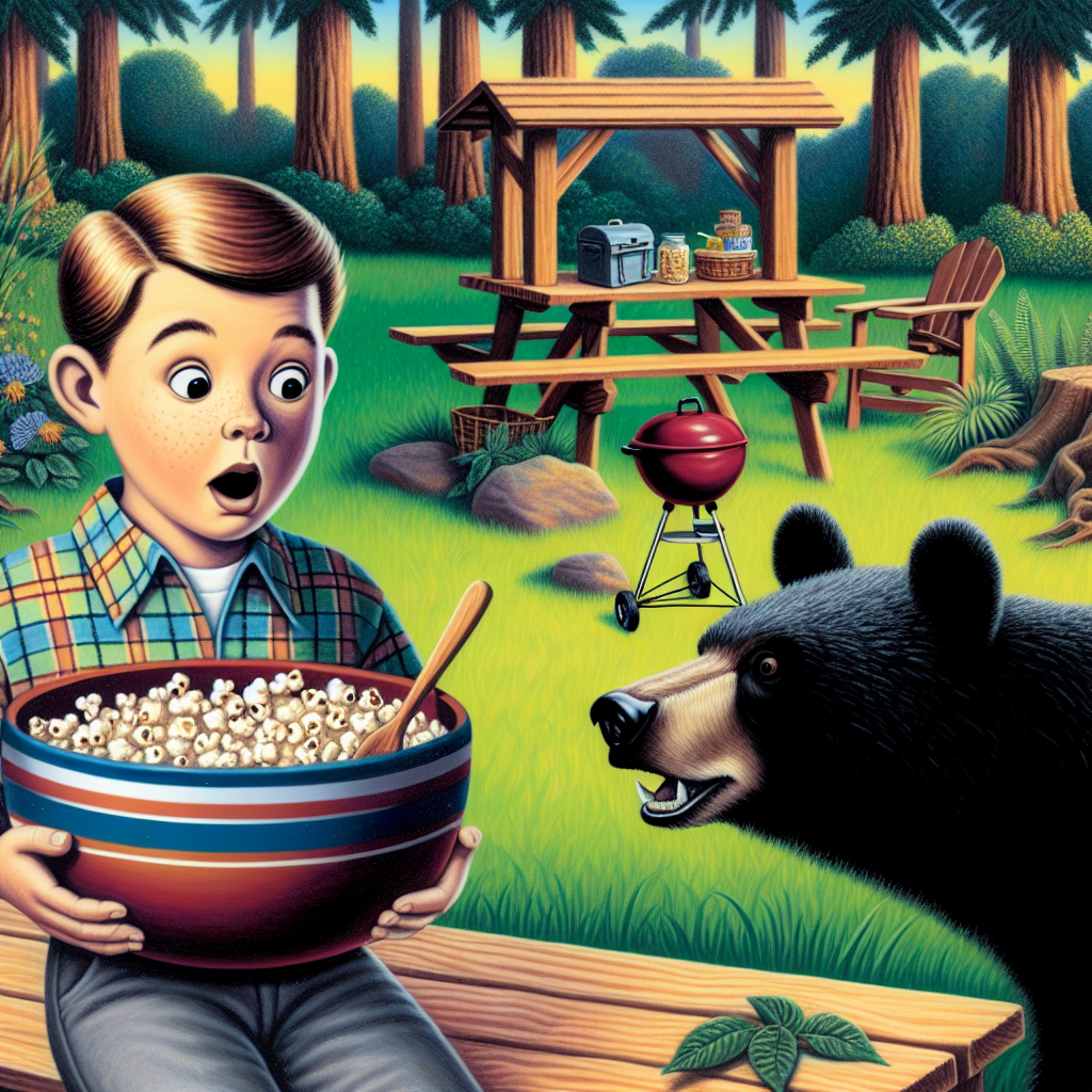 Local Boy Shocked to Discover He’s Not the Only One Who Enjoys Popcorn 

In an awe-inspiring display of “why did I even think this was a good idea,” local 12-year-old Timmy Johnson found himself the unwitting guest of honor at an unexpected backyard soirée, courtesy of a black bear that apparently had an insatiable craving for popcorn
