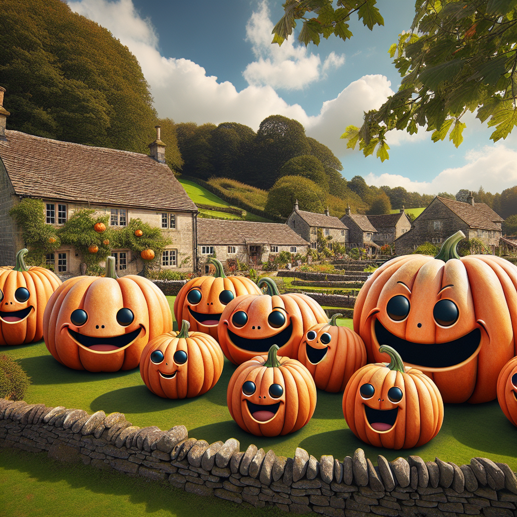 GIANT PUMPKINS UNITE!

In a spectacle that will be etched in the annals of history, the quaint British farm of Pumphillockshire has once again pushed the boundaries of gourd greatness