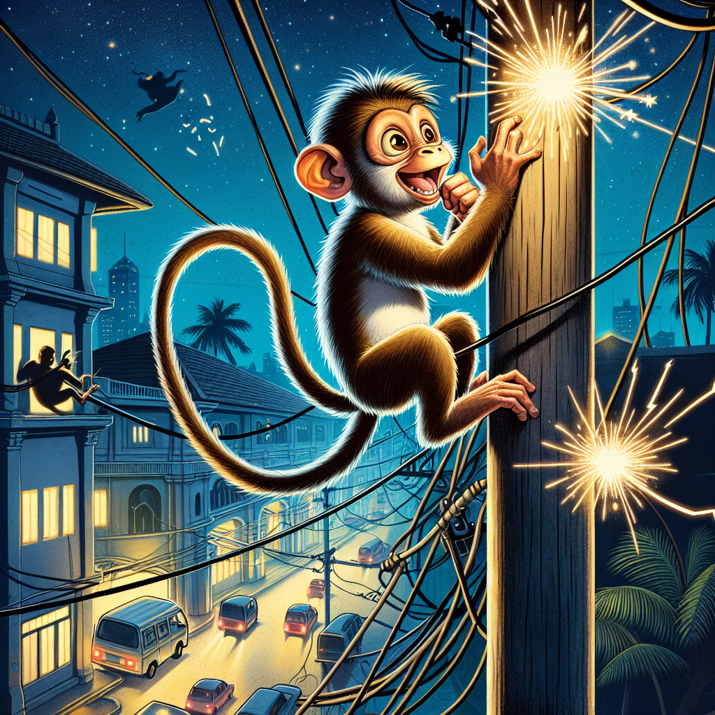 BREAKING: MISCHIEVOUS MONKEY WREAKS HAVOC ON SRI LANKA’S POWER GRID, LEAVING 20 MILLION PEOPLE IN DARKNESS

Colombo, Sri Lanka – In a bizarre incident that has left authorities scratching their heads, a rogue monkey has been identified as the culprit behind a nationwide power outage that plunged the entire island nation into darkness
