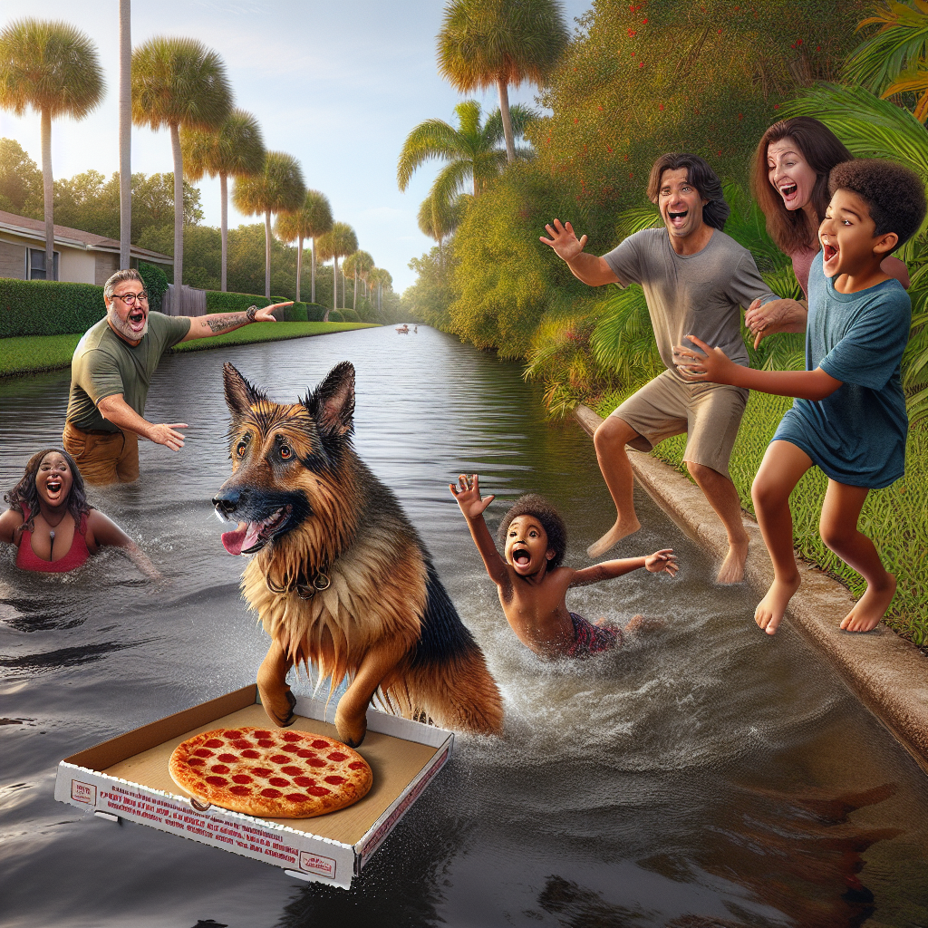 MIRACLE IN METROPOLITAN MANATEE COUNTY: LOST DOG REUNITED WITH FAMILY AFTER EPIC 6-YEAR ODYSSEY

In a stunning turn of events that has left animal lovers and canal connoisseurs alike in awe, a German Shepherd named Hansel was dramatically rescued from the murky depths of a Florida canal and reunited with his overjoyed family – six whole years after he went missing!

According to eyewitnesses, Hansel, a 10-year-old canine with a flair for the dramatic, was spotted swimming frantically in the canal, his fur matted and his paws flailing wildly as he clung to a discarded pizza box for dear life