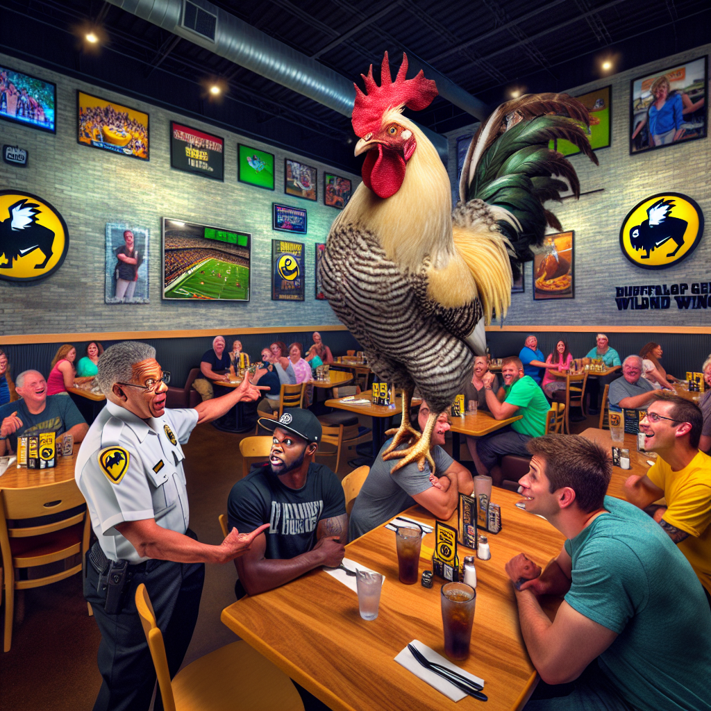 BREAKING: FOWL PLAY ERUPTS AT BUFFALO WILD WINGS IN IOWA

In a bizarre incident that has left residents of Des Moines, Iowa, clucking with laughter, a loose chicken was rescued from the depths of a Buffalo Wild Wings restaurant on Tuesday evening