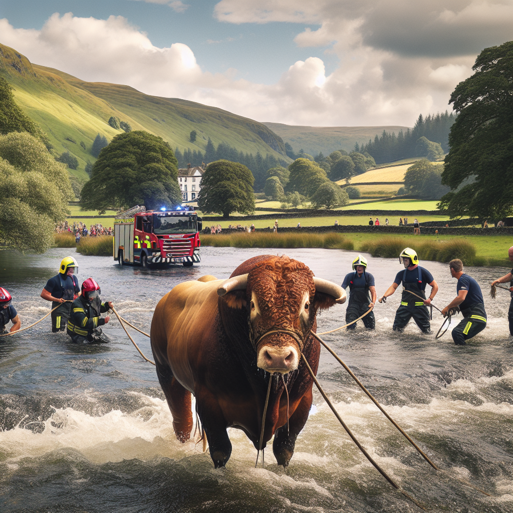 Bull’s Big Day Out Ends in Wet and Wild Adventure, Firefighters Call It a Heroic Rescue

In a riveting episode that has set the British news cycle ablaze, firefighters were recently called to undertake an epic rescue operation of a bull who fancied a leisurely swim in a river