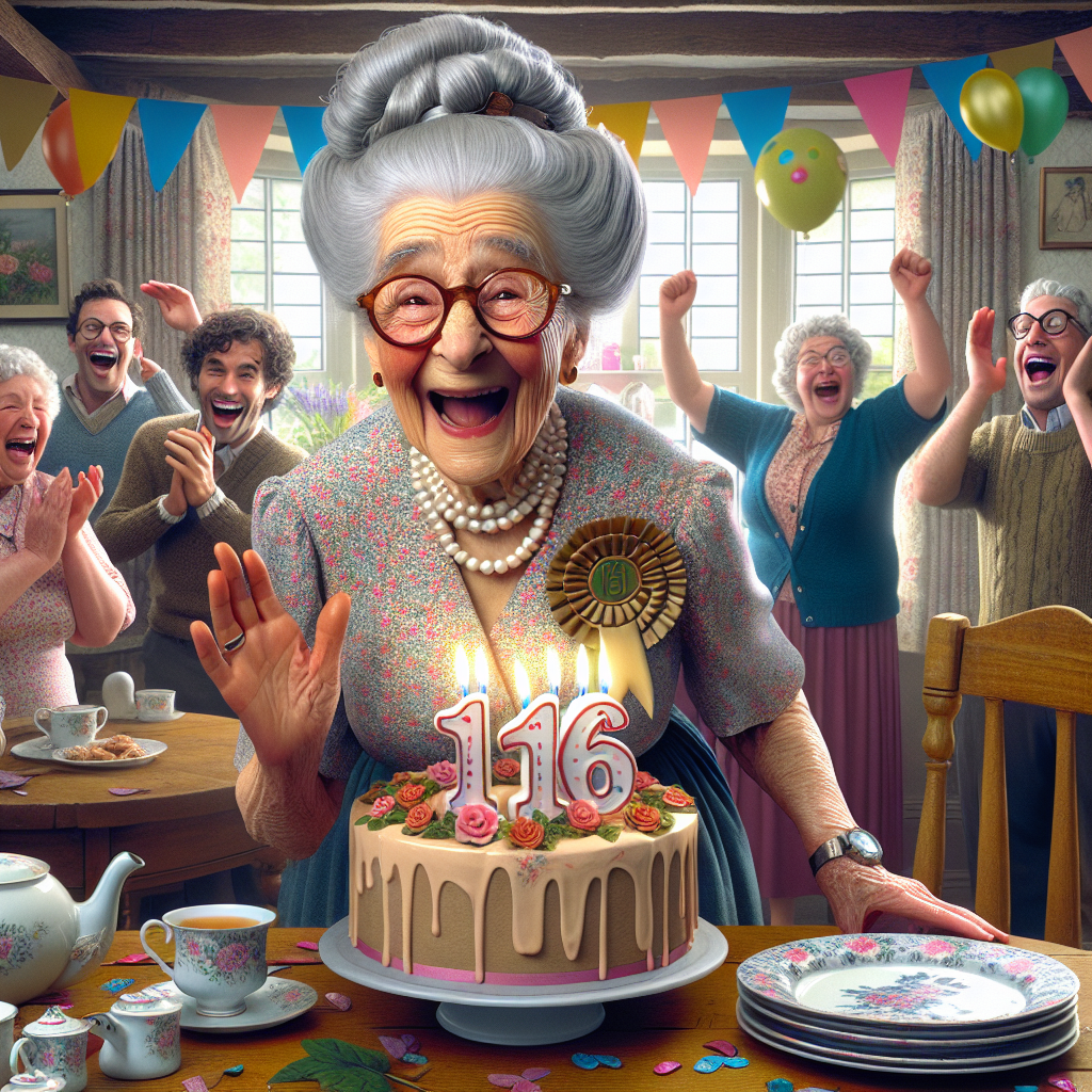 BREAKING: BRITISH GRANNY DEFIES DEATH, TURNS 116!

In a shocking turn of events, Agnes Pembly, a feisty grandmother from Bournemouth, England, has celebrated an astonishing 116th birthday, leaving doctors baffled and her family utterly bewildered