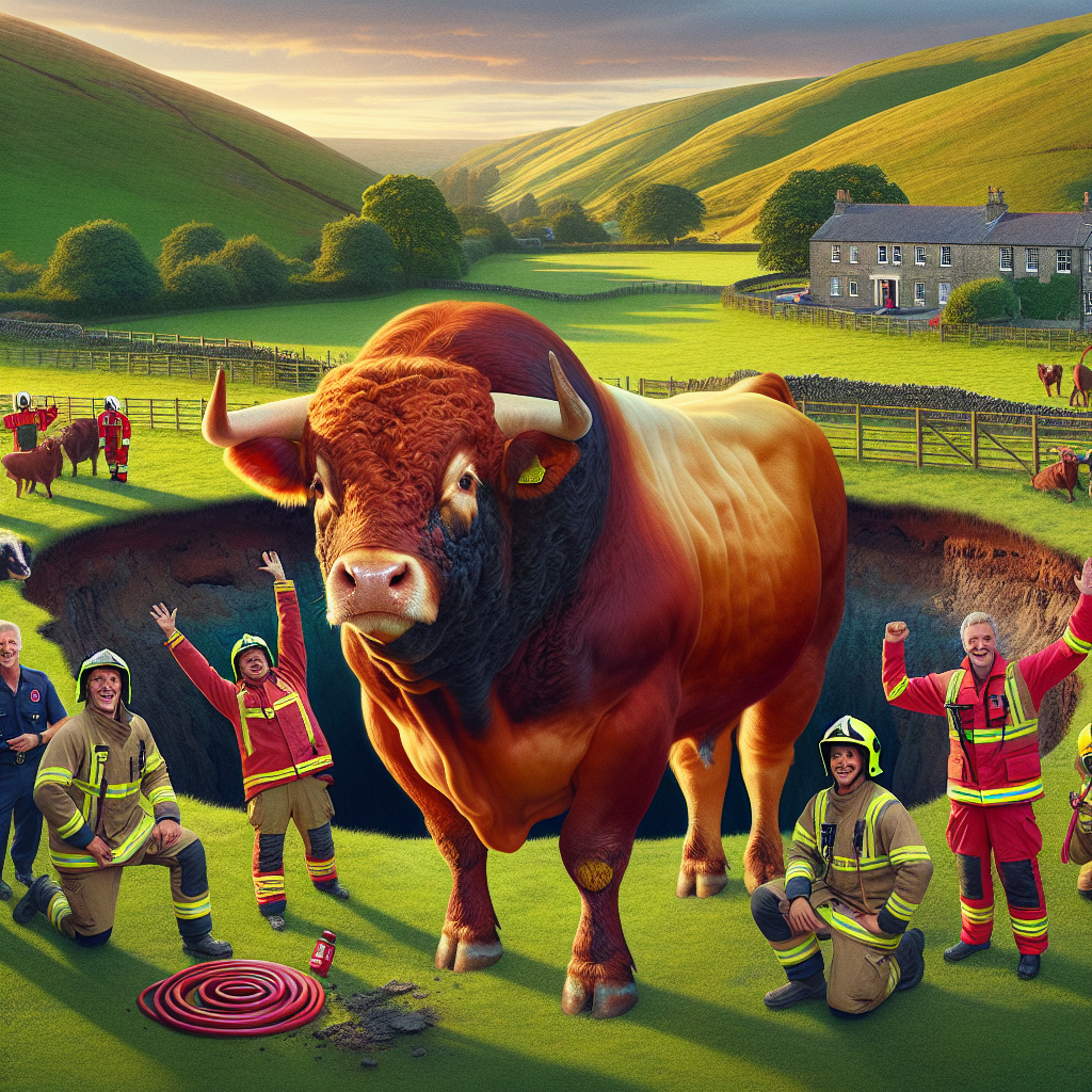 Local Bull Becomes Celebrity After Escaping Sinkhole Saga

In what can only be described as the event of the century, firefighters in England recently undertook a heroic mission to rescue Cinnamon, a bull who found himself in an unfortunate predicament at the bottom of a sinkhole