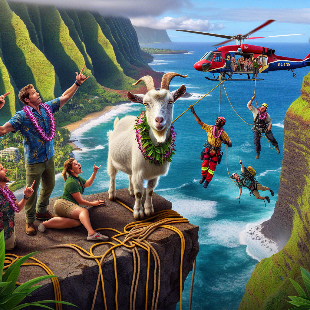 BREAKING: HAWAIIAN GOAT SAGA TAKES DRAMATIC TURN

In a daring rescue that will be etched in the annals of history as the most epic tale of caprine courage, a plucky goat named “Billy” was plucked from the jaws of despair on a rugged Hawaii cliff, only to reveal a shocking secret that left experts and onlookers alike utterly gobsmacked!

For a grueling 6 days and 5 nights, Billy clung to life on a precarious ledge, 500 feet above the Pacific Ocean, sending shockwaves of worry through the community and prompting a massive rescue effort that would put even the most seasoned action heroes to shame