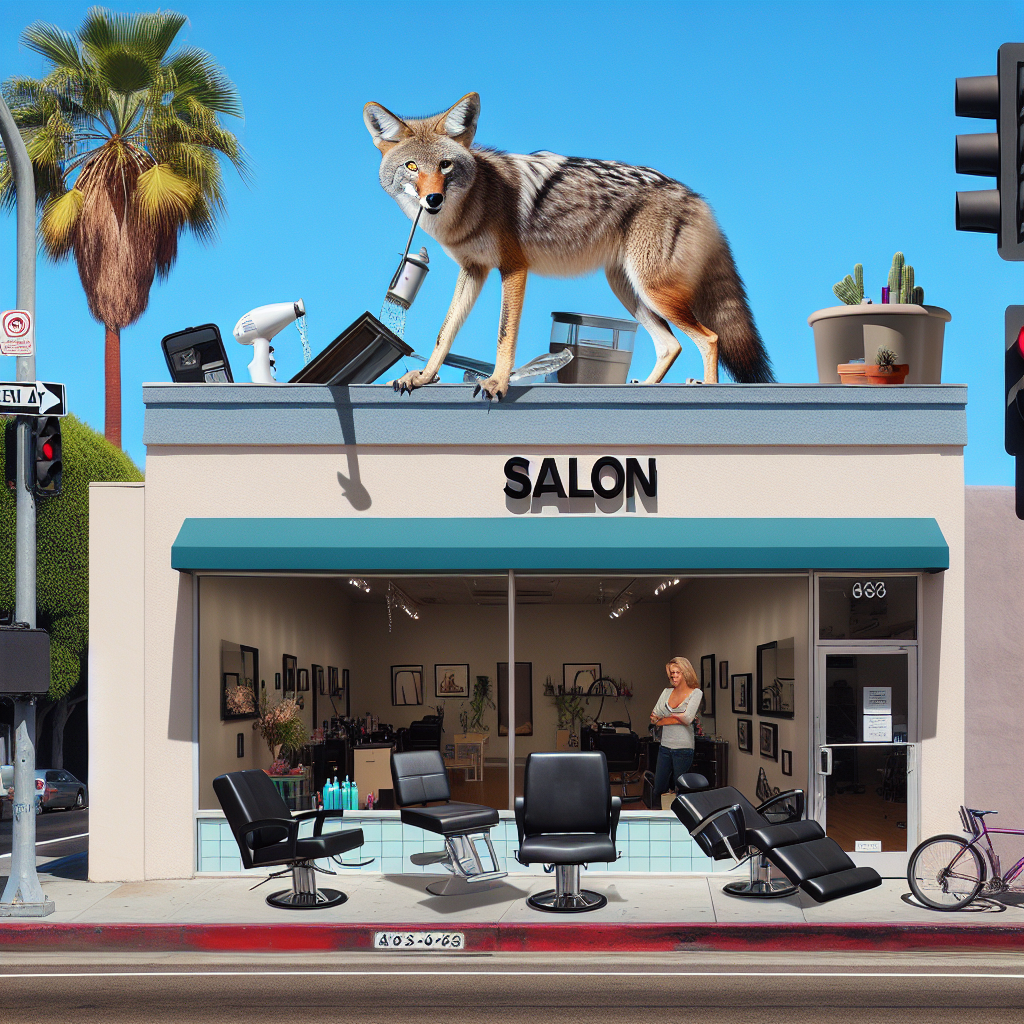 BREAKING: COYOTE’S SKYLIGHT SHENANIGANS SHUT DOWN LA SALON

In a bizarre incident that has left residents of Los Angeles scratching their heads, a thirsty coyote was spotted drinking from a salon’s skylight, causing chaos and destruction in the normally tranquil neighborhood