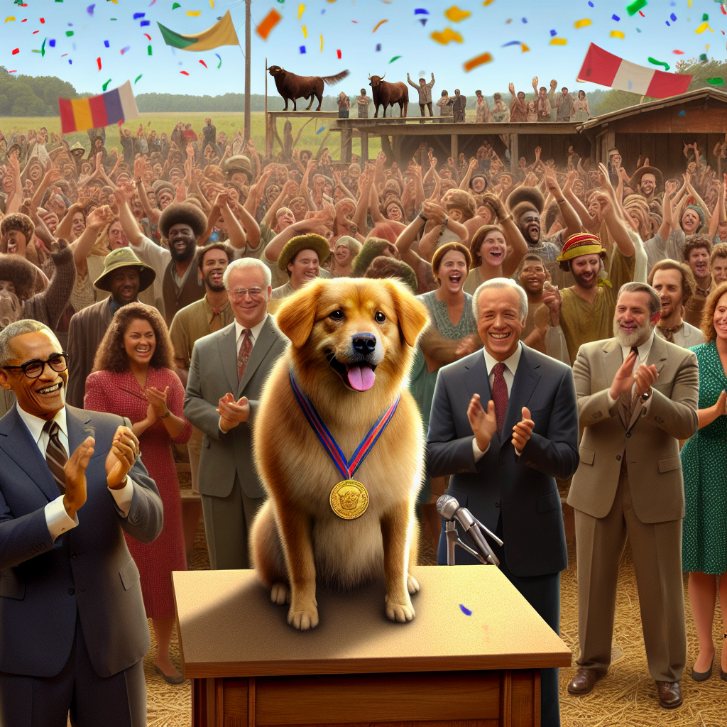 BREAKING: CANINE HERO WINS PRESTIGIOUS AWARD FOR DARING FEAT OF BRAVERY

In a jaw-dropping display of canine courage, Rufus the dog has been awarded the coveted Hambone Award by Nationwide Pet Insurance for his heart-stopping, jaw-dropping, and utterly absurd heroics in the face of a raging bull