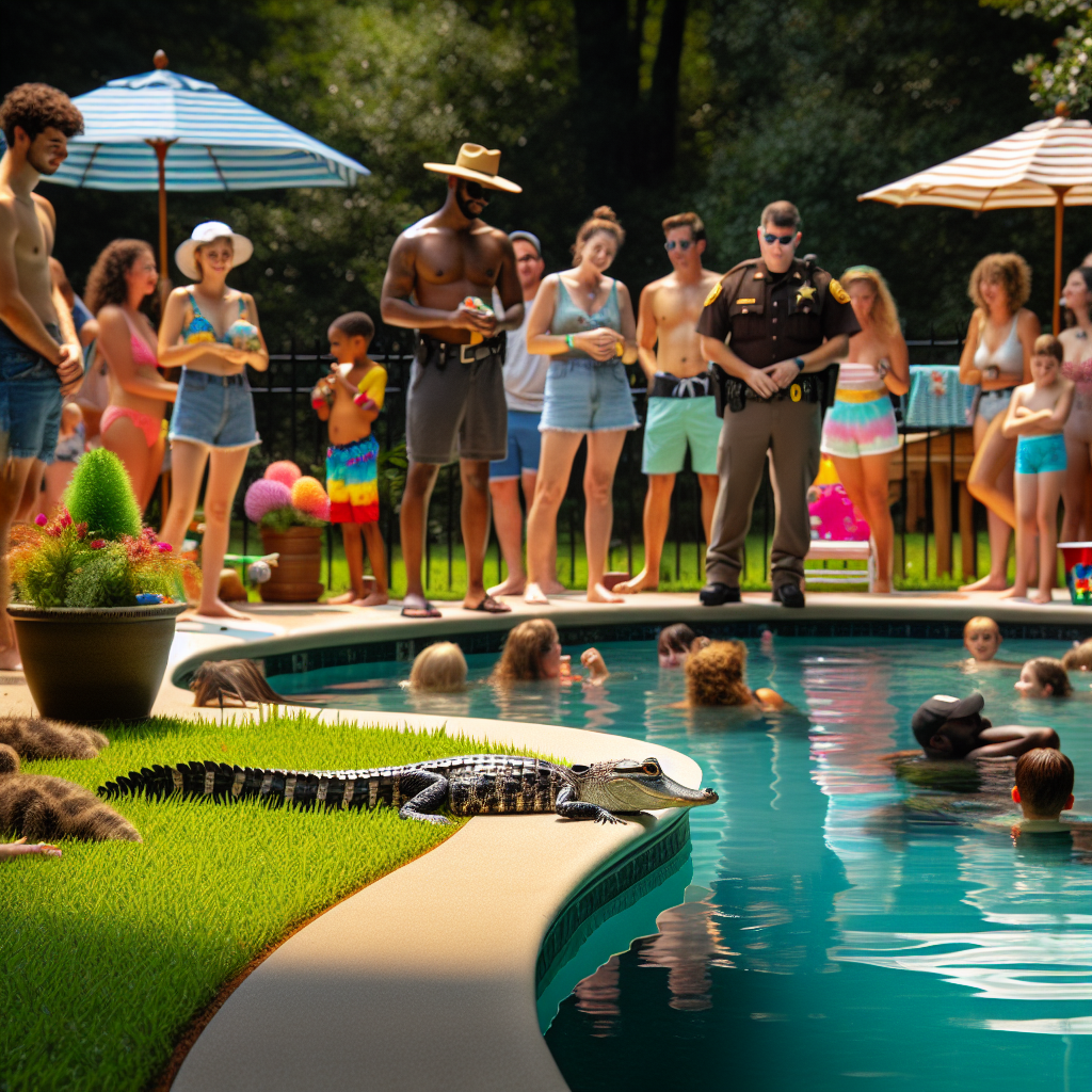 Deputy Turns Pool Party into Gator Palooza: Baby Alligator Makes a Splash in North Carolina Pool

In what can only be described as the most exhilarating addition to a summer day in North Carolina, local authorities have confirmed that a baby alligator decided to join the festivities by making its grand entrance in a residential swimming pool