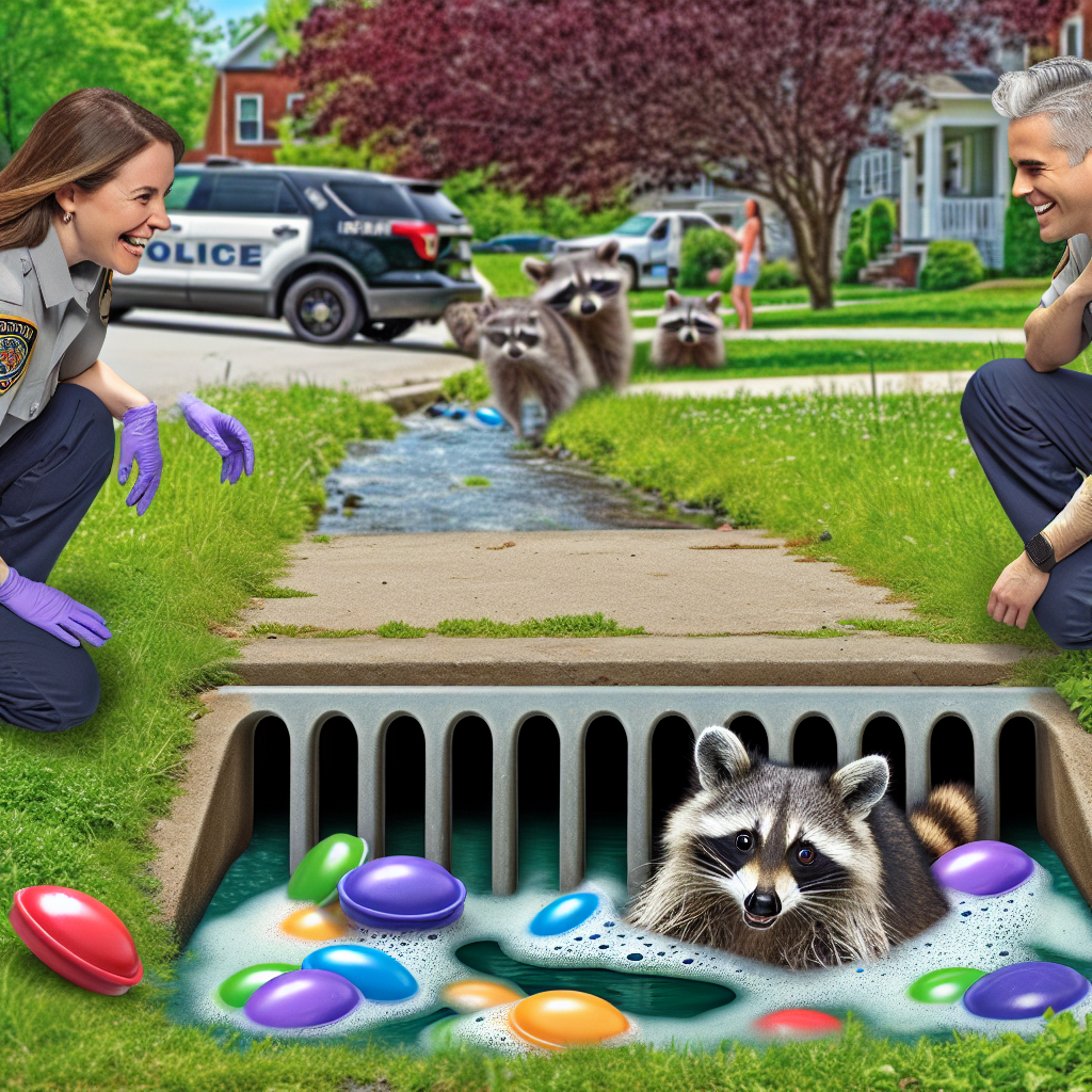 BREAKING: Dramatic Rescue Unfolds as Laundry Soap Pods Save the Day (and a Raccoon)

In a bizarre incident that has left animal control officials scratching their heads and laughing, a raccoon found itself in a sticky situation – literally – when it became trapped in a storm drain grate in suburban Anytown, USA