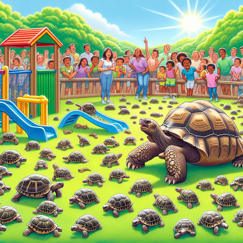 BREAKING: Tortoise Tango: Philadelphia Zoo Welcomes Unlikely Family of 427 Tiny Turtles!

In a shell-shocking turn of events, the Philadelphia Zoo has announced that its beloved tortoise duo, Shelly and Terry, have become the proud parents of a whopping 427 adorable baby tortoises! The zoo is over the moon (or should we say, over the enclosure?) with the news, and we’re not surprised – who wouldn’t be thrilled with almost 500 miniature tortoises waddling around?!

According to zoo officials, Shelly and Terry, who have been an item for a whopping 15 years, have been trying to start a family for, well, let’s just say they’ve been trying for a looong time