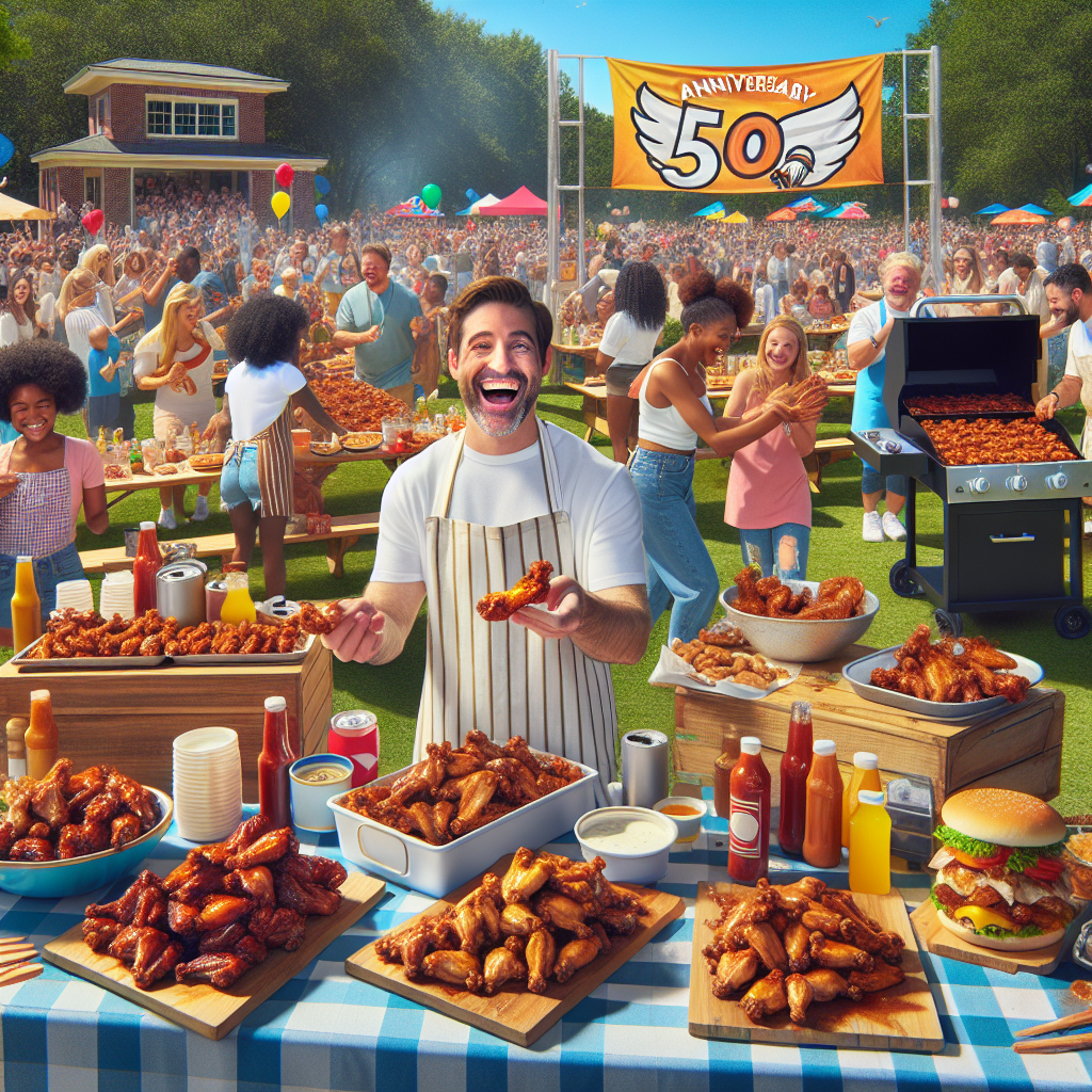 WORLD’S LARGEST CHICKEN WING FEAST ERUPTS IN GEORGIA AS BBQ COMPANY TURNS THE HEAT UP TO 50!

In a jaw-dropping, taste-bud-tingling, and downright unbelievable display of culinary excess, BBQ Barnaby’s, a Georgia-based grill company, marked its 50th anniversary by cooking up a truly titanic, record-shattering, and awe-inspiring 655 pounds and 12