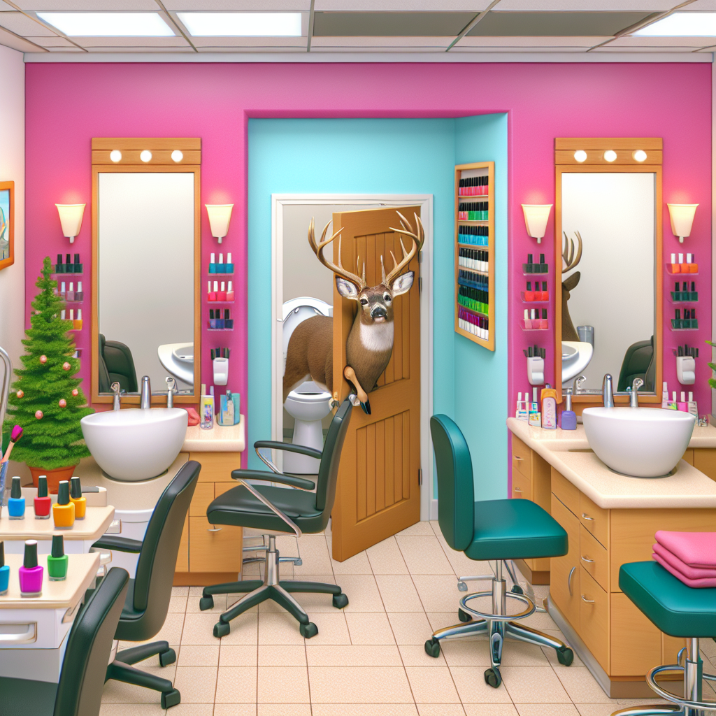 BREAKING: Deer Goes Wild at Local Nail Salon, Gets Stuck in Bathroom

In a bizarre incident that has left residents of rural Missouri scratching their heads, a deer somehow managed to get itself stuck in a bathroom at a local nail salon on Tuesday afternoon