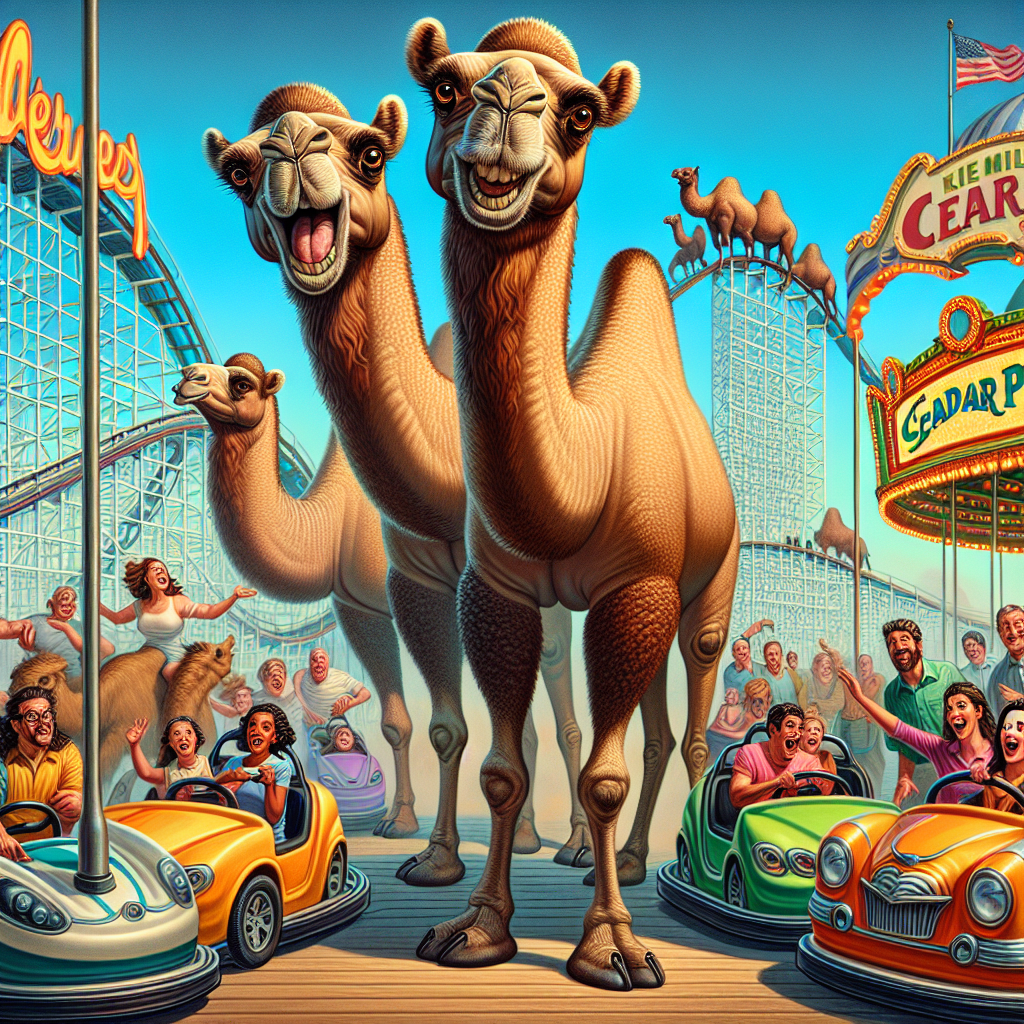 BREAKING: CAMEL-GEDDON STRIKES CEDAR POINT AS ROGUE CAMELS WREAK HAVOC

Sandusky, OH – In a bizarre incident that has left thrill-seekers and families alike scratching their heads, a pair of mischievous camels somehow managed to break free from the petting zoo at Cedar Point, one of the world’s premier amusement parks