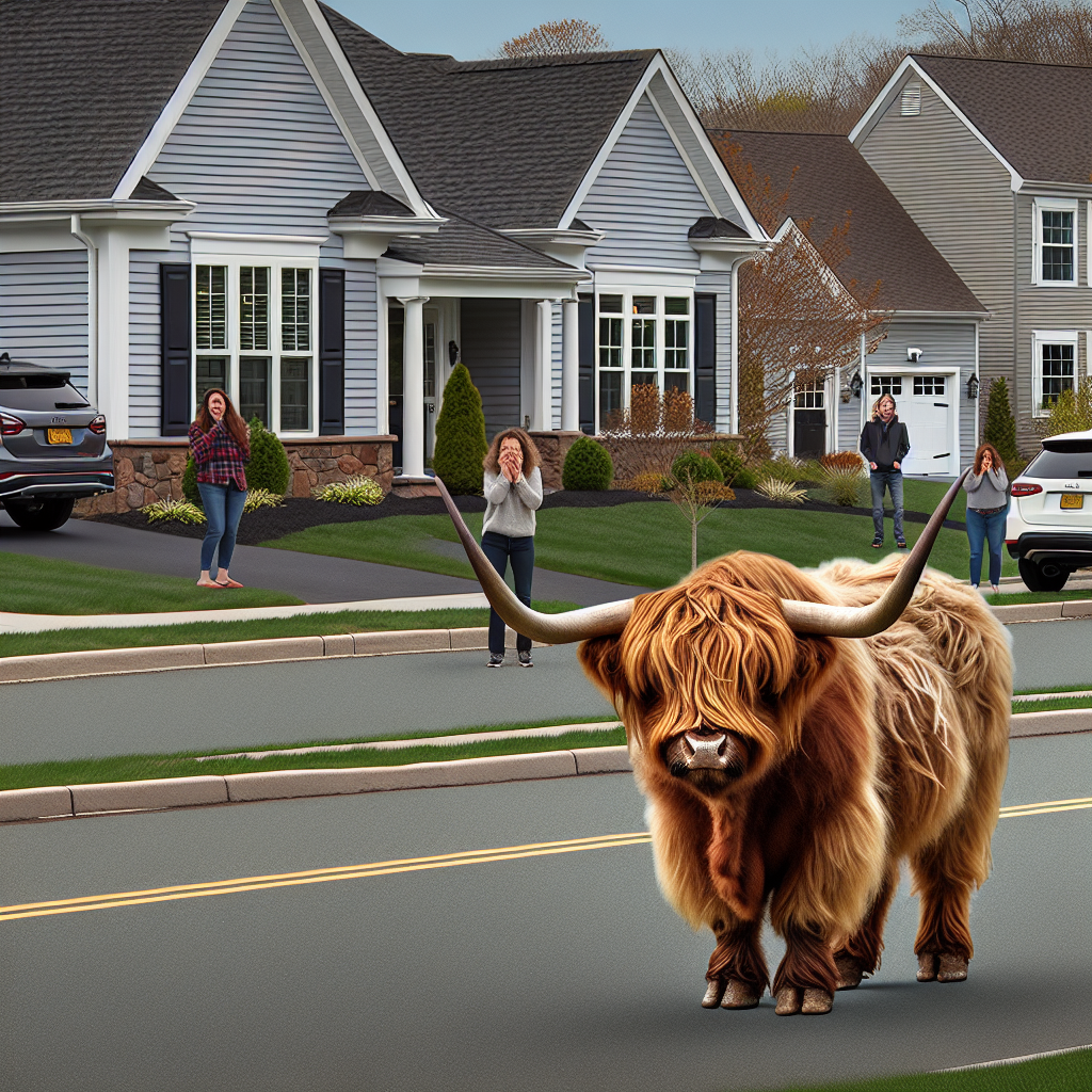 BREAKING: ROGUE BULL ON THE LOOSE IN CONNECTICUT, RESIDENTS ADVISED TO STAY INDOORS AND HIDE BEHIND COUCHES

In a bizarre incident that has left authorities baffled and citizens bewildered, a Scottish Highland bull named Waldo has escaped from a local farm and is currently roaming the streets of Connecticut