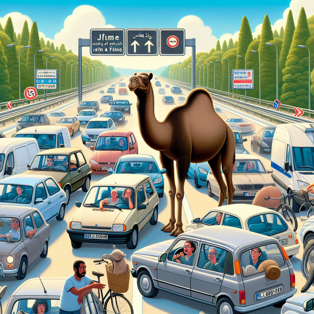 BREAKING: Chaos Erupts on French Highway as Rogue Camel Brings Traffic to a Standstill

In a bizarre incident that has left authorities and motorists alike in stitches, a camel on the loose brought traffic on a French highway to a grinding halt yesterday evening
