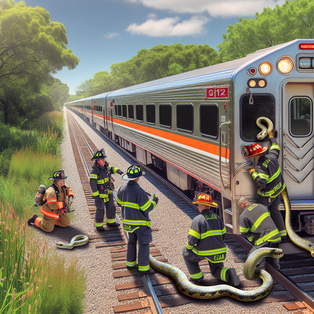 BREAKING: SNAKE ON A TRAIN! Illinois Firefighters Perform Daring Rescue to Save Reptile from Certain Doom

In a heart-stopping, action-packed drama that will be etched in the annals of history forever, a team of brave Illinois firefighters risked life and limb to rescue a slithery stowaway from a speeding train yesterday evening