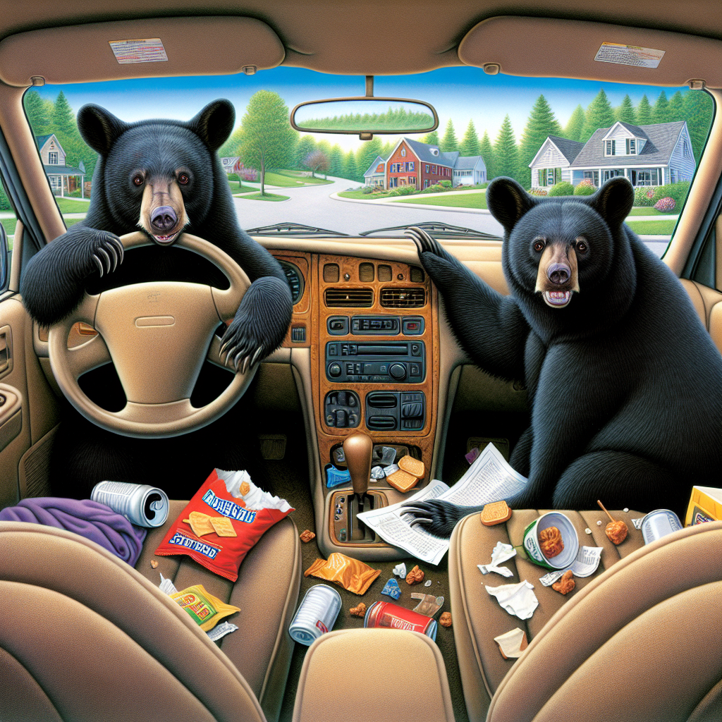 BEARS WREAK HAVOC IN WINSTED: FURRY FURY UNLEASHED ON UNSUSPECTING MOTORIST

WINSTED, CT – In a bizarre incident that has left residents of this quiet Connecticut town scratching their heads, two rambunctious black bears somehow managed to get themselves trapped inside a car – and then proceeded to trash the interior like a pair of furry, four-legged rockstars