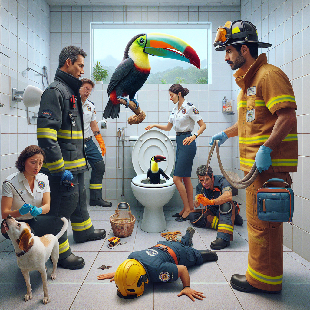 BREAKING: TOUCAN’S TOILET TUMBLE TURNS INTO DESPERATE RESCUE MISSION

In a bizarre incident that has left wildlife experts squawking with laughter, a Virginia woman’s beloved pet toucan, Sunny, found himself in a predicament that would test even the most seasoned emergency responders